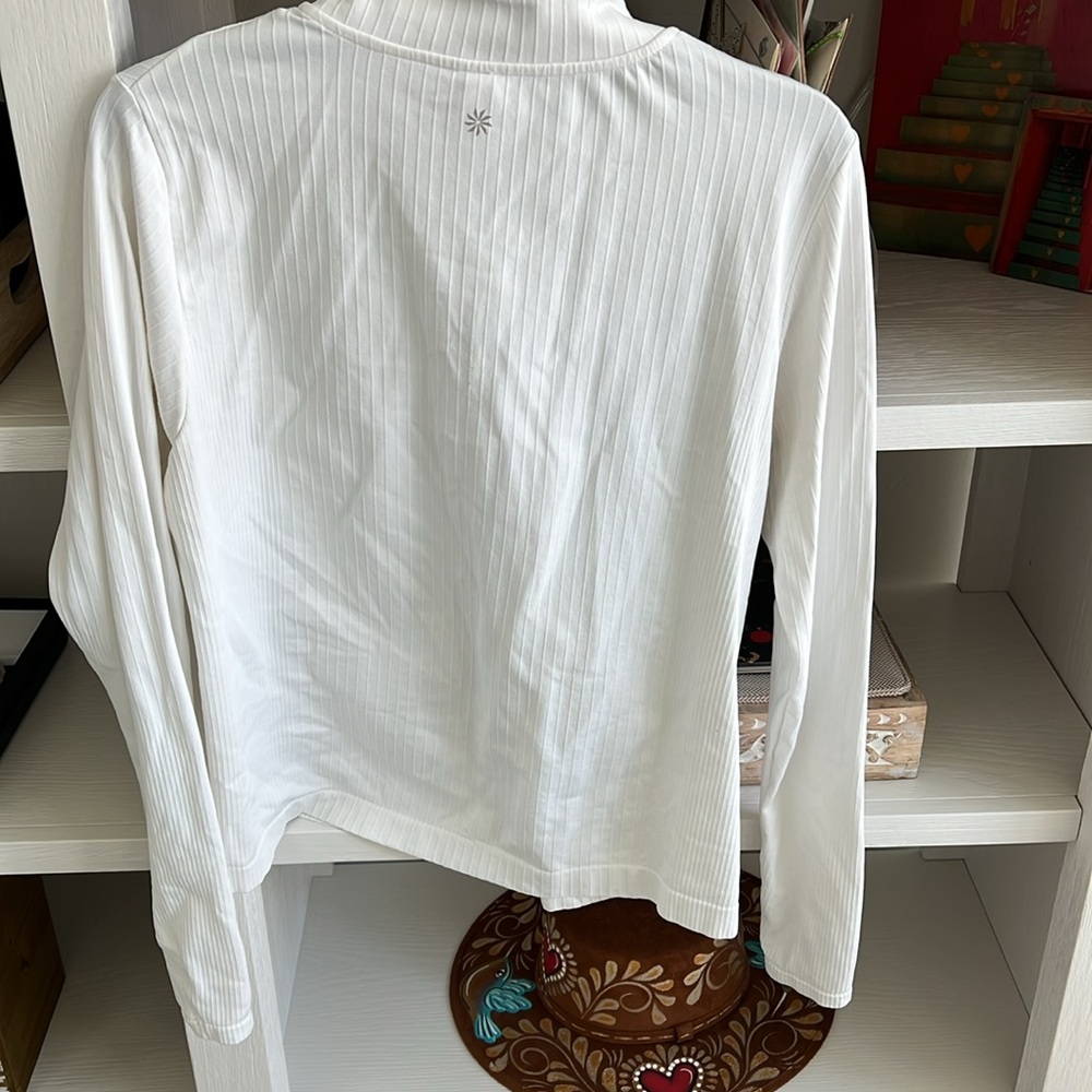 Athleta Button Down Pullover. White With Black Bu… - image 3